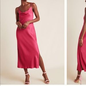Anthropologie Bias Slip Dress in Raspberry
